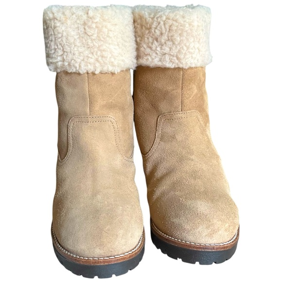 Anthropologie Louise Sherpa Cuffed Ankle Fall Winter Boots Women Size 9.5 - Picture 5 of 6